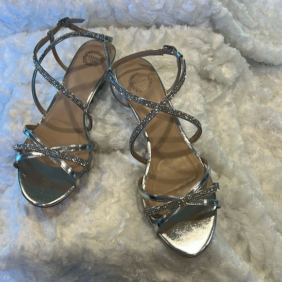 L. Miller Fiamma sparkling silver evening, wedding women’s sandals. - Picture 1 of 5